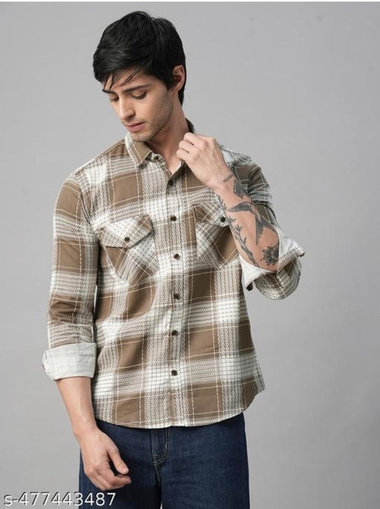 TryBuy Exclusive Palermo Checked Double Pocket Full Sleeves Cotto...