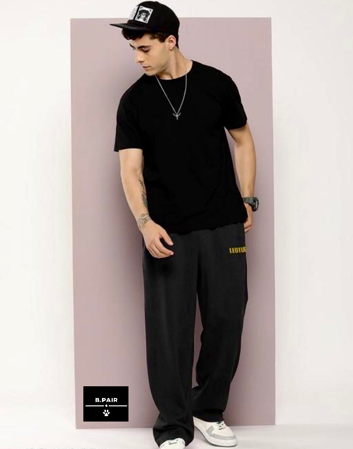 LEOTUDE Men's Solid Jogger
Pants Black Track Pants